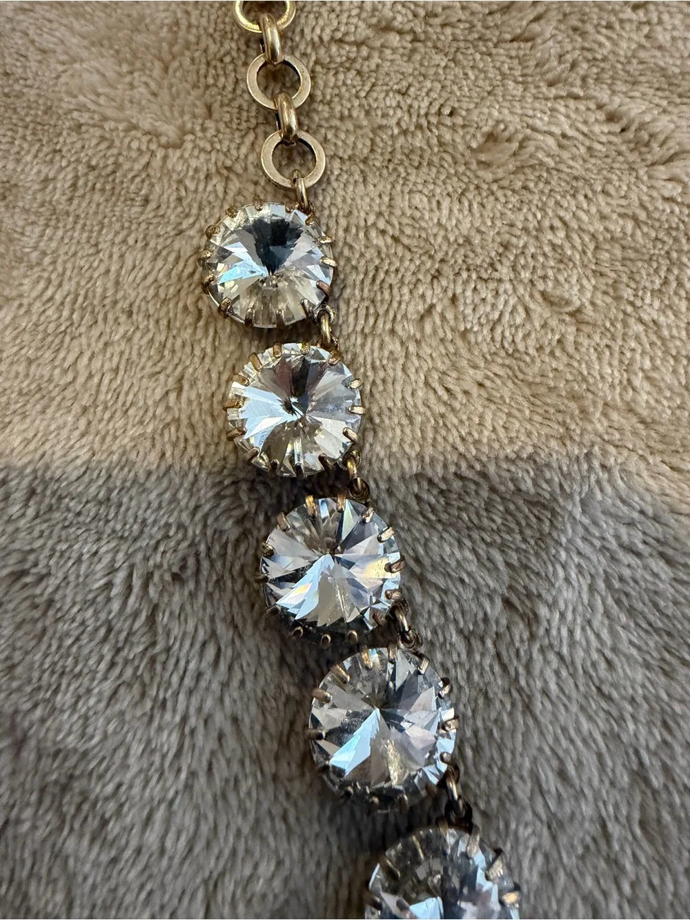 JCrew Clear Rivoli Crystal Statement Necklas Gold Tone Jenna Lyons Era Dust